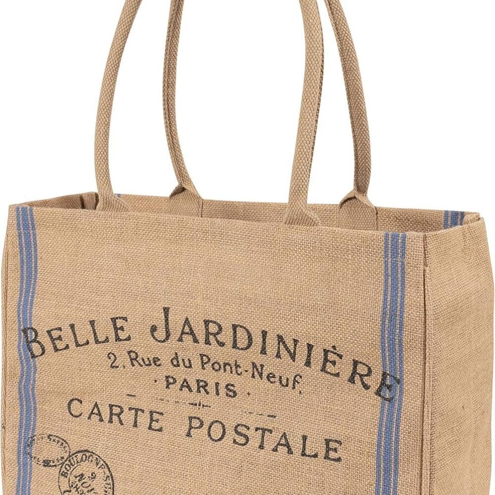 Jute Market Tote Bag, Belle Jardiniere Print, Durable Handle, Reinforced